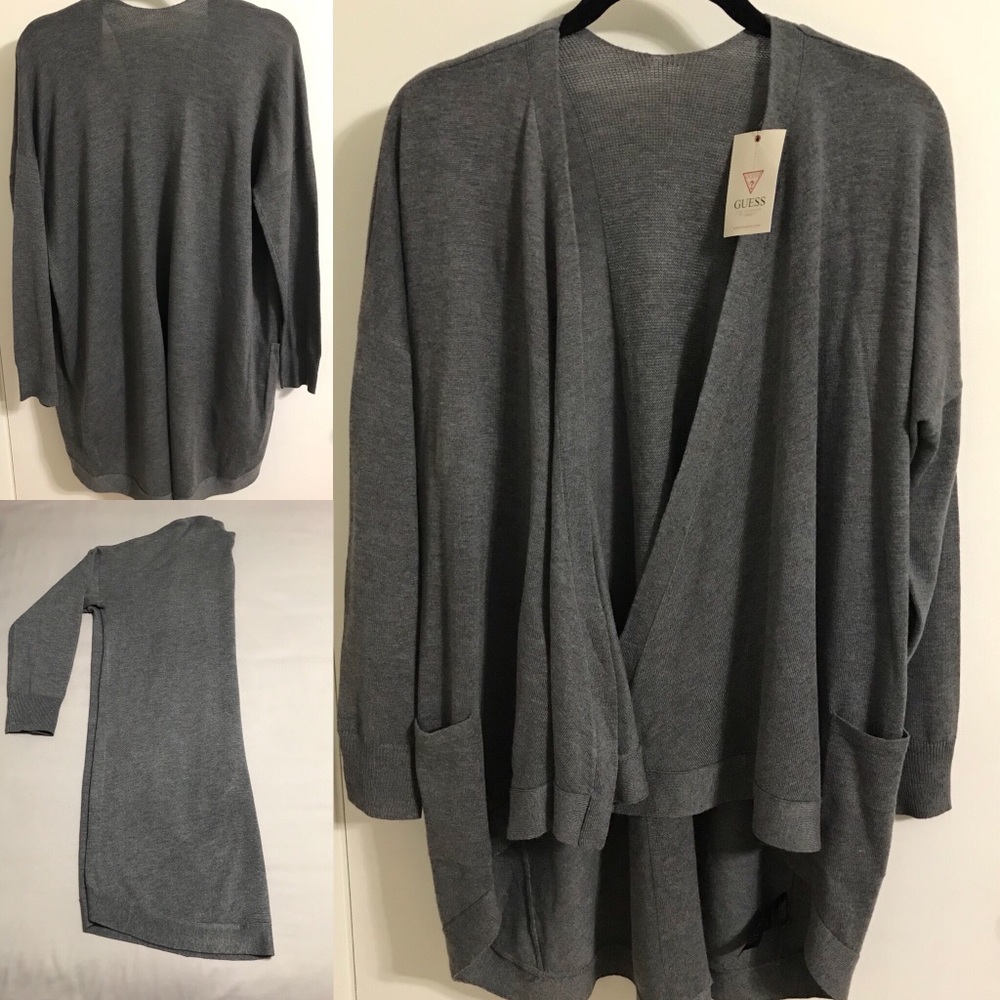 Grey sweater wrap with pockets